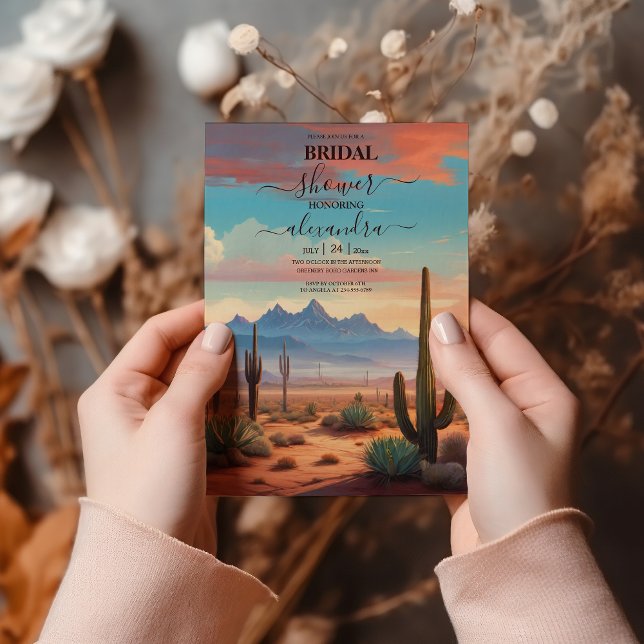 Invitación Boda de paisajes de Cactus del desierto moderno (Subido por el creador)