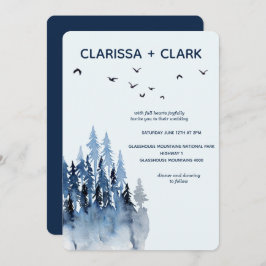 Invitación Boda de paisajes de montaña de acuarela moderna