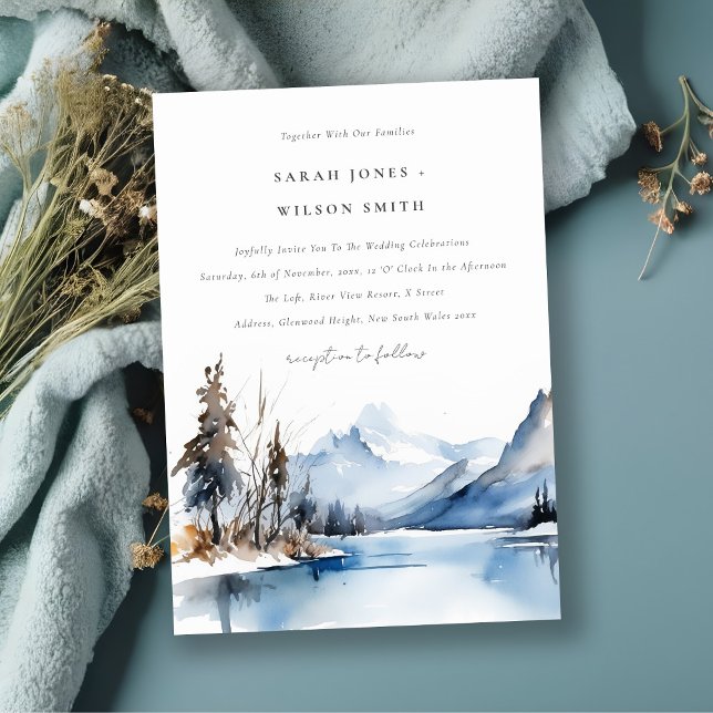 Invitación Boda de paisajes de nieve de invierno de Mountain  (Subido por el creador)