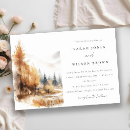 Invitación Boda de paisajes de otoño de acuarela silenciada