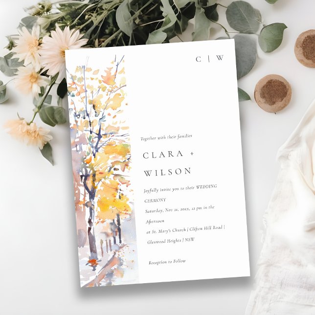 Invitación Boda de paisajes de otoño de otoño ruidoso pastel  (Subido por el creador)