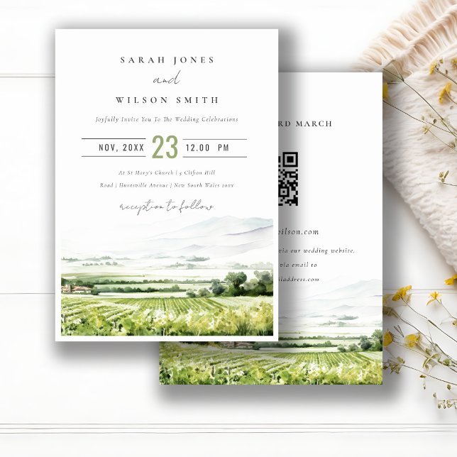 Invitación Boda de paisajes de viñedos con RSVP (Subido por el creador)