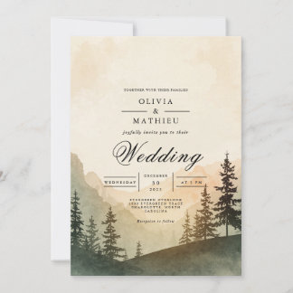 Invitación Boda de paisajes montañosos etéreos