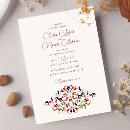 Invitación Boda de Paisley Botánica Floral Artística de Lujo