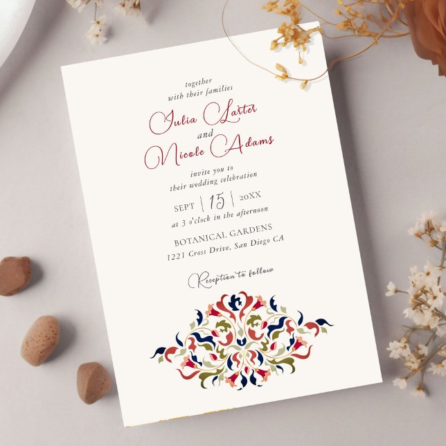 Invitación Boda de Paisley Floral Botánico Artístico de Lujo (Subido por el creador)