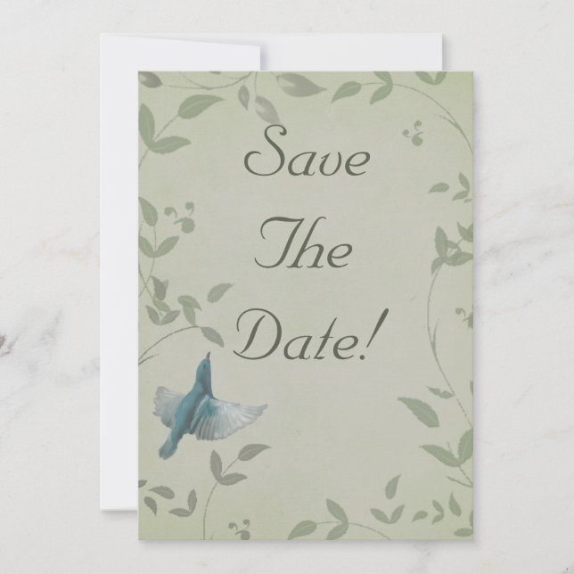 Invitación Boda de pájaro azul hermoso guardar la fecha (Anverso)
