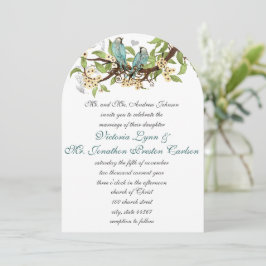Invitación Boda de pájaro azul y amarillo Aqua verde azulado