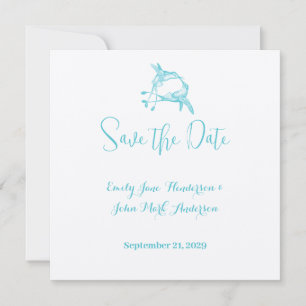 Invitación Boda de pájaro beso de colibrí resplandor azul