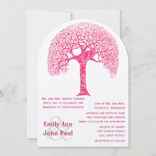Invitación Boda de pájaro de amor de árbol rústico giratorio 