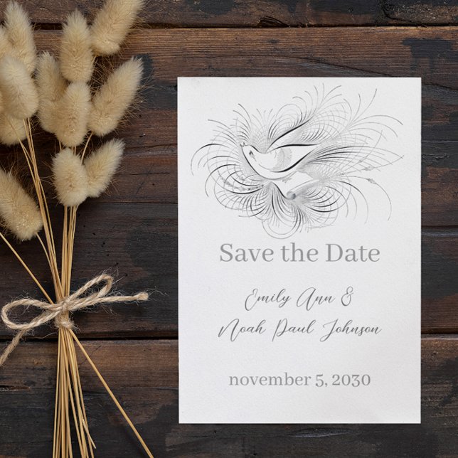 Invitación Boda de pájaro de amor de la vieja floración (Subido por el creador)