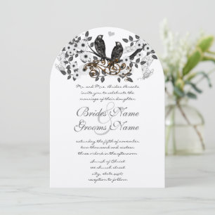 Invitación Boda de pájaro de amor forestal encantado