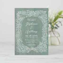 Invitación Boda de pájaro de flor salvaje verde claro texturi