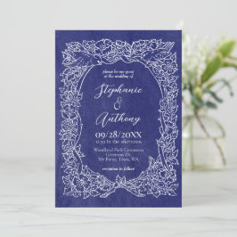 Invitación Boda de pájaro de flores silvestres azul de la mar