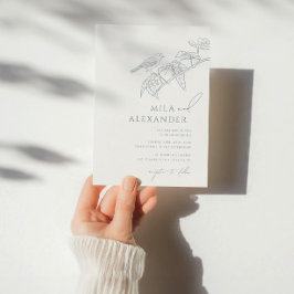 Invitación Boda de pájaro del cantante floral azul turquesa