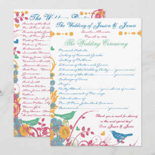 Invitación Boda de Pájaro Flor de Silvestre Frambuesa Azul