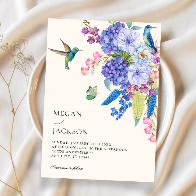 Invitación Boda de pájaro floral estética  (Subido por el creador)