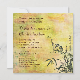 Invitación Boda de pájaro japonés vintage