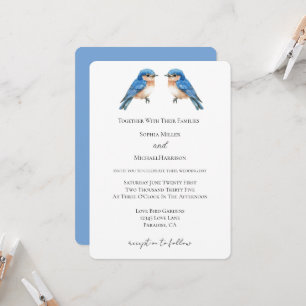 Invitación Boda de pájaros de amor azules