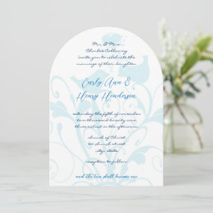 Invitación Boda de pájaros de amor azules cristianos dos en u