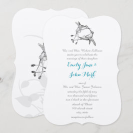 Invitación Boda de pájaros de amor beso de colibrí romántico 