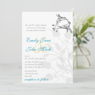 Invitación Boda de pájaros de amor beso de colibrí rústico ca