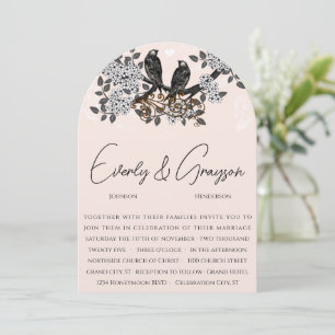 Invitación Boda de pájaros de amor de florecimiento de huerto