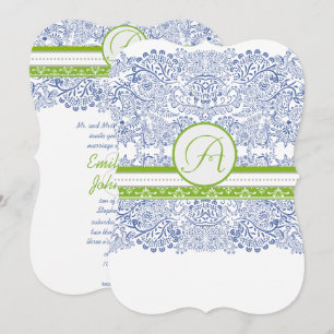 Invitación Boda de pájaros del amor azul real manzana gris ve