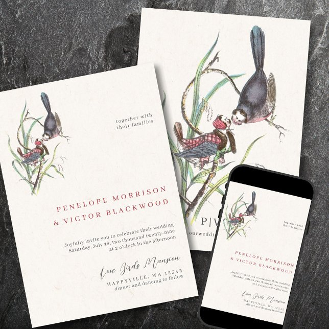 Invitación Boda de pájaros del amor divertidos (Subido por el creador)