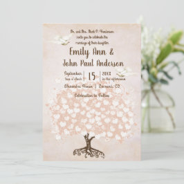 Invitación Boda de paleta de árbol rosa Rubor pálido de hoja 