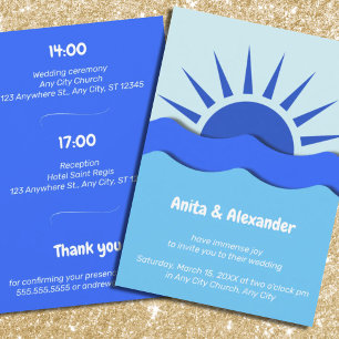 Invitación Boda de Palm del Océano Azul vibrante de verano