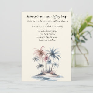 Invitación Boda de Palm Tree de Playa Tropical de Verano Acua