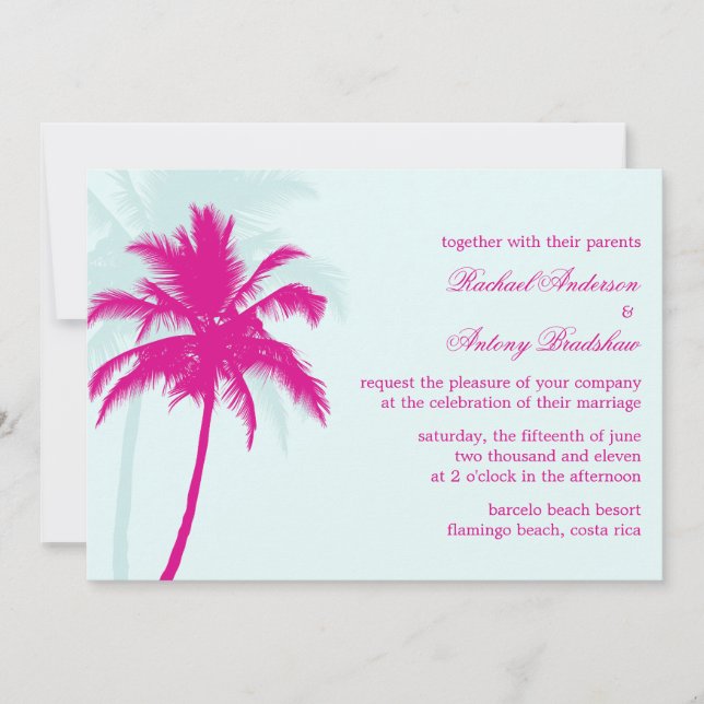 Invitación Boda de Palm Trees (Anverso)