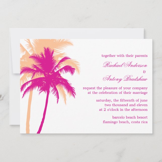 Invitación Boda de Palm Trees (Anverso)