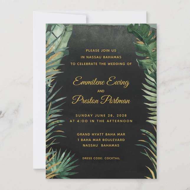 Invitación Boda de Palm Tropical (Anverso)