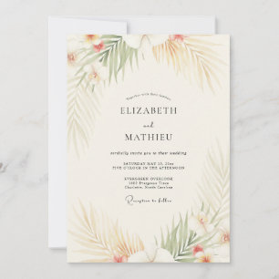 Invitación Boda de Palma de Coral Tropical Eucalipto