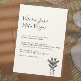 Invitación Boda de Palma Dibujada a Mano en Maceta Simple