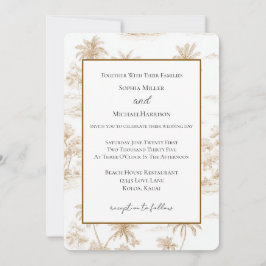 Invitación Boda De Palmas De Isla Tropical Marrón Crema