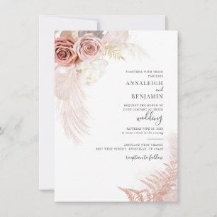 Invitación Boda de palmas secas con escritura de gramaje mode