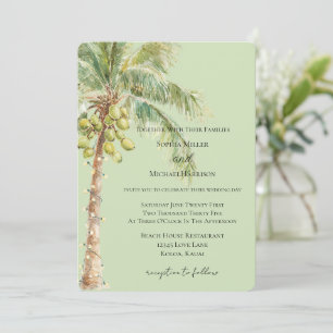 Invitación Boda de palmera tropical verde