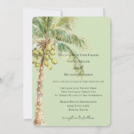 Invitación Boda de palmera tropical verde  