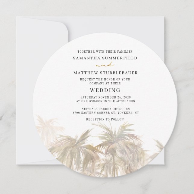 Invitación Boda de palmeras acuáticas modernas (Anverso)