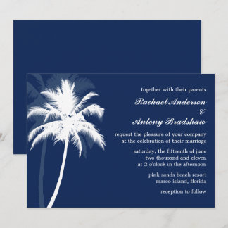 Invitación Boda de palmeras azules de brisa tropical