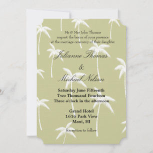 Invitación Boda de palmeras blancas y verdes