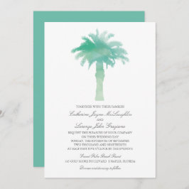 Invitación Boda de palmeras de color verde verde azulado