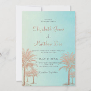 Invitación Boda de Palmeras de Playa/Mar de Mar