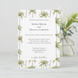 Invitación Boda de palmeras de playa tropical
