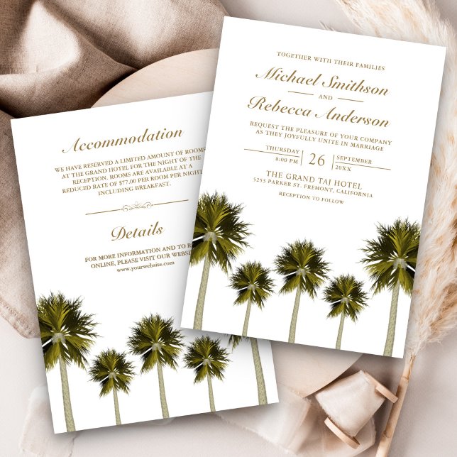 Invitación Boda de Palmeras de Playa Tropical Todo en Uno (Subido por el creador)