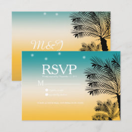 Invitación Boda de palmeras tropicales en Sunset Beach
