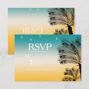 Invitación Boda de palmeras tropicales en Sunset Beach