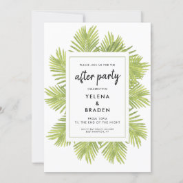 Invitación Boda de palmeras tropicales tras fiesta